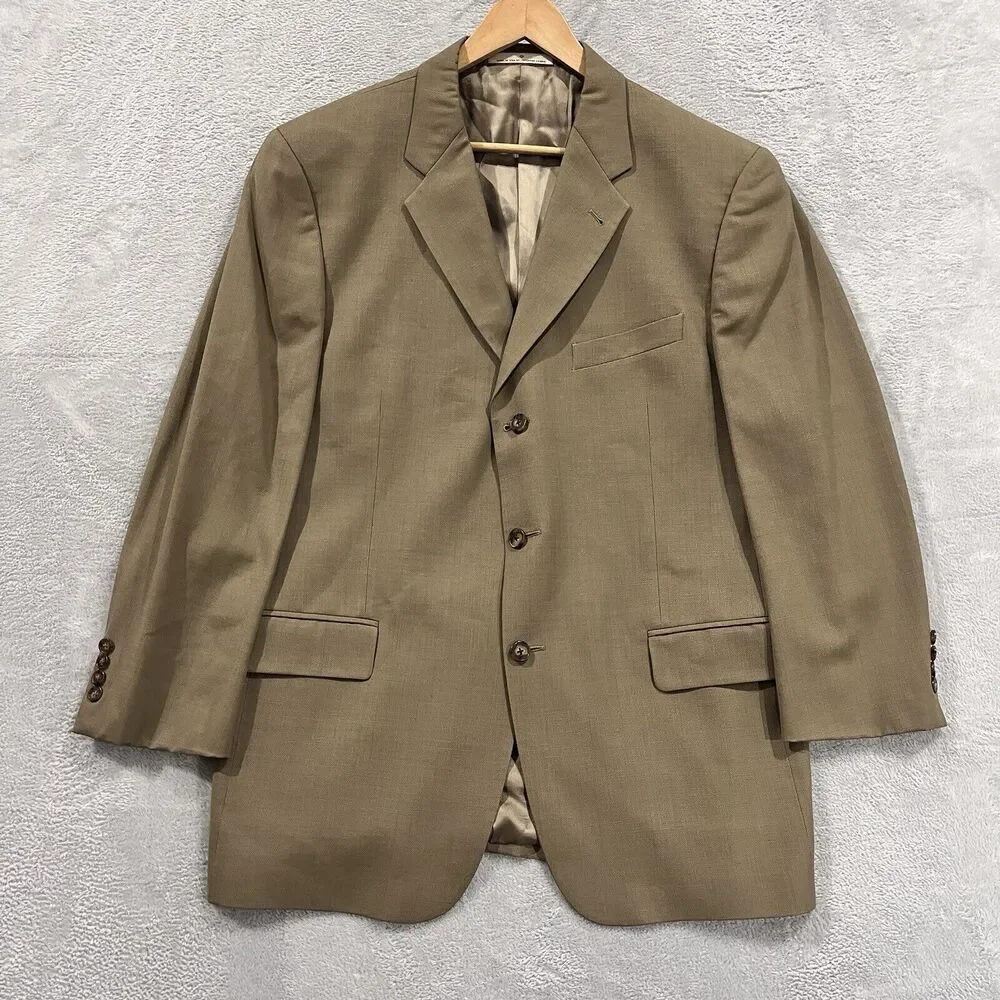 Joseph Abboud‎ Blazer Jacket Men's 42R Super 110s Wool Khaki Brown